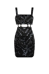 Leopard Bead-Embellished Mini Dress