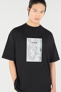 Rose-Print T-Shirt With Logo