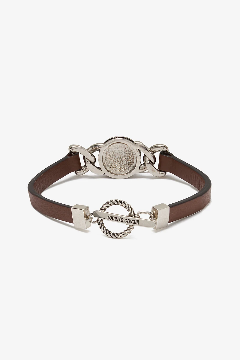 Leather Bracelet With Mirror Snake Monogram