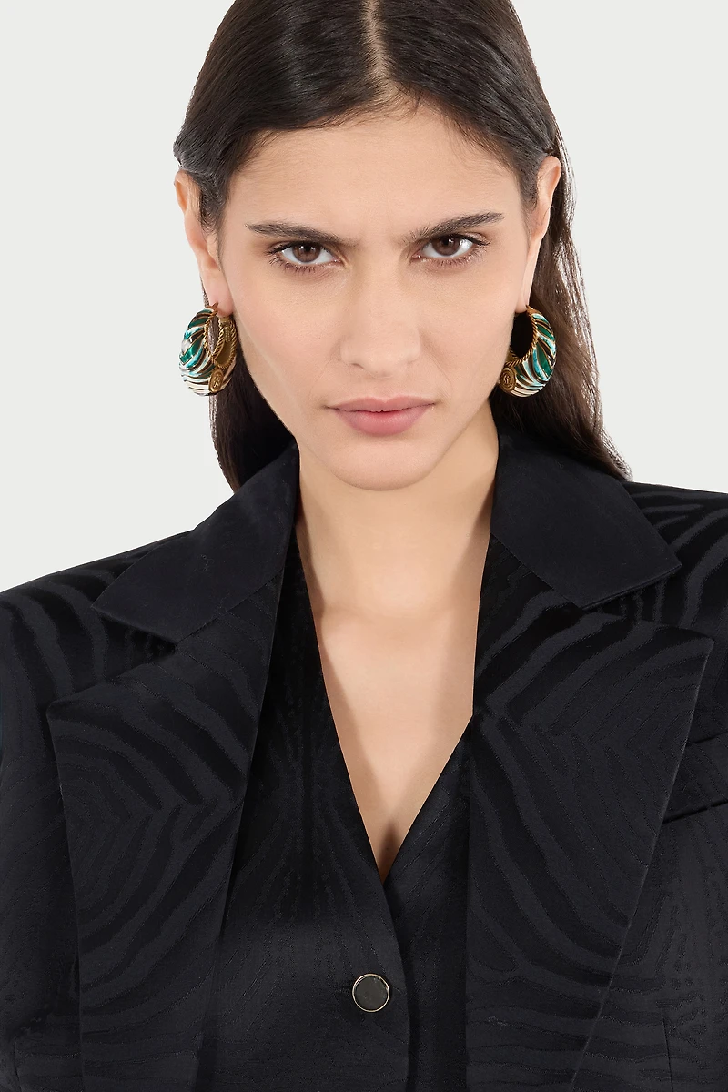 Ray of Sea Print Hoop Earrings