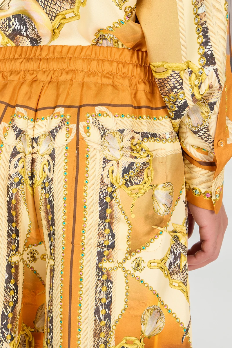Sunset Print Silk Shorts