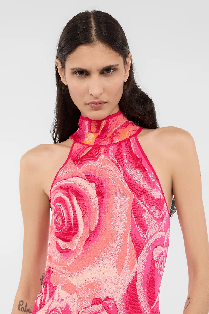 Top With Garden Rose Print