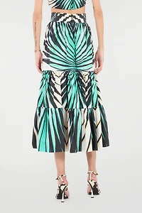 Ray Of Sea Print Cotton Midi Skirt