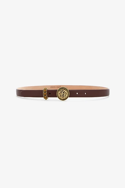 Brown Leather Belt with Monogram RC