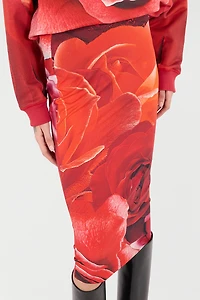 Pencil Skirt With Rose Print