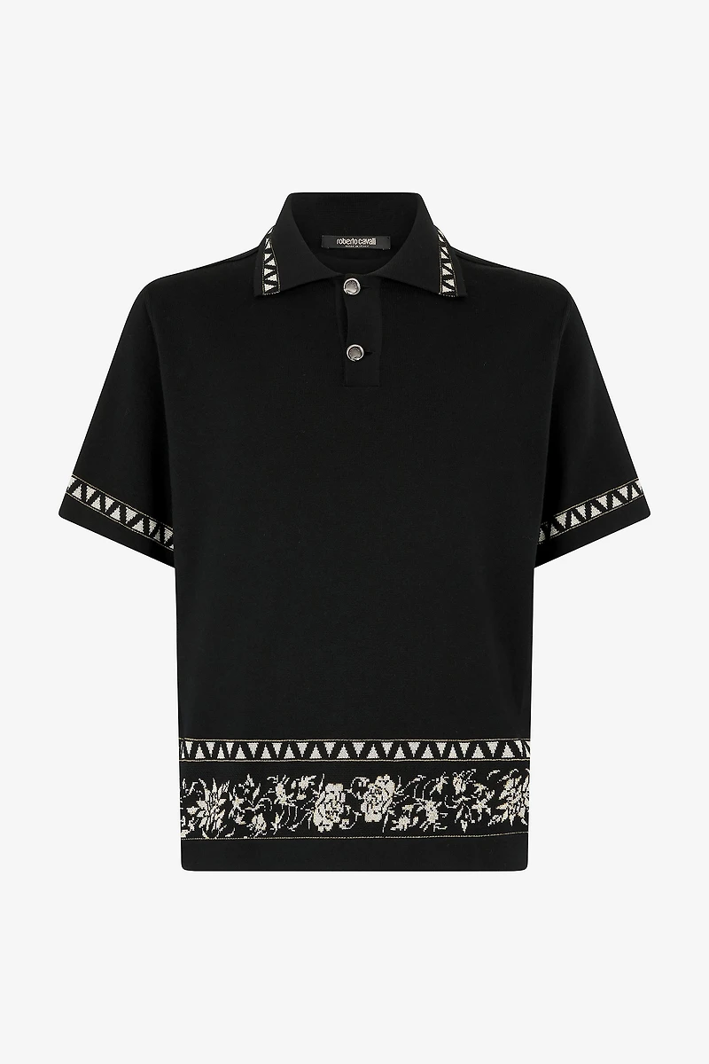 Knitted Polo Shirt With Jacquard Pattern