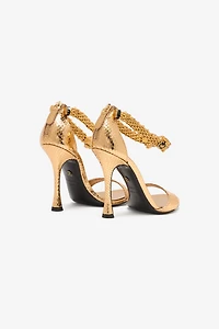 Sandals With Heel And Bejeweled Tigers