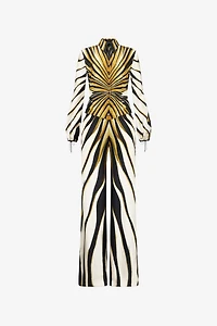 Ray Of Gold Print Silk Jumpsuit
