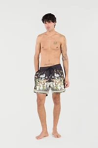 Swim Shorts With Fang And Animal Print