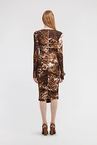 Appaloosa Print Ruched Midi Dress