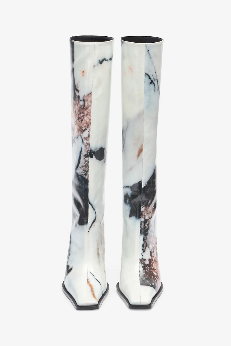 Knee-high boots with Marble print