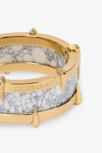 White and Gold Studded Bangle Bracelet