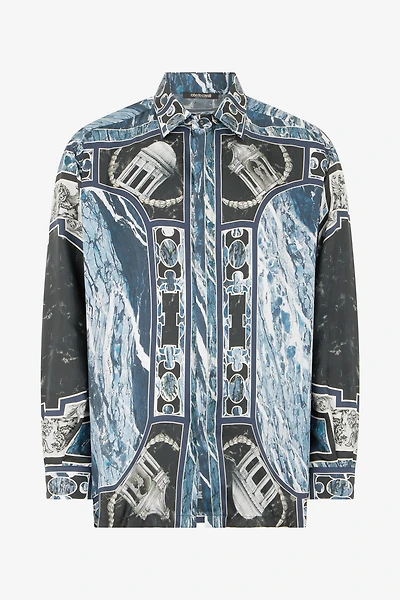 Shirt With Marble Print And Embellishments