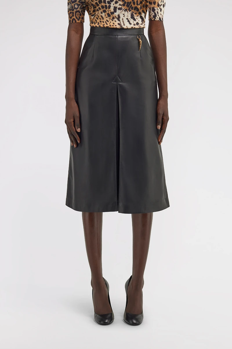 Leather midi skirt