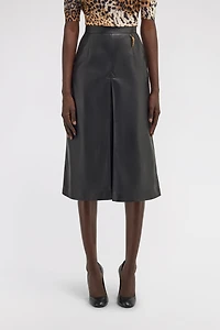 Leather midi skirt