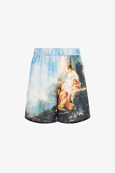 Graphic-print silk shorts