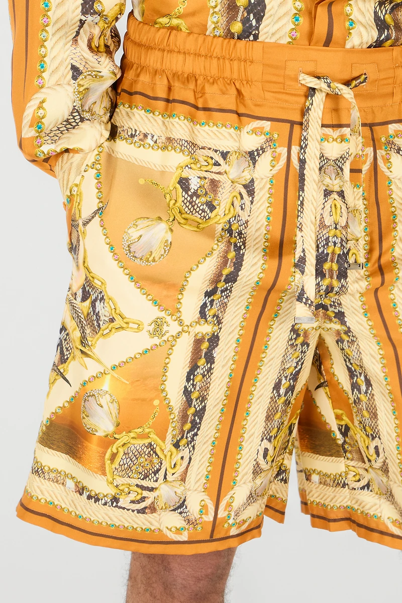Sunset Print Silk Shorts
