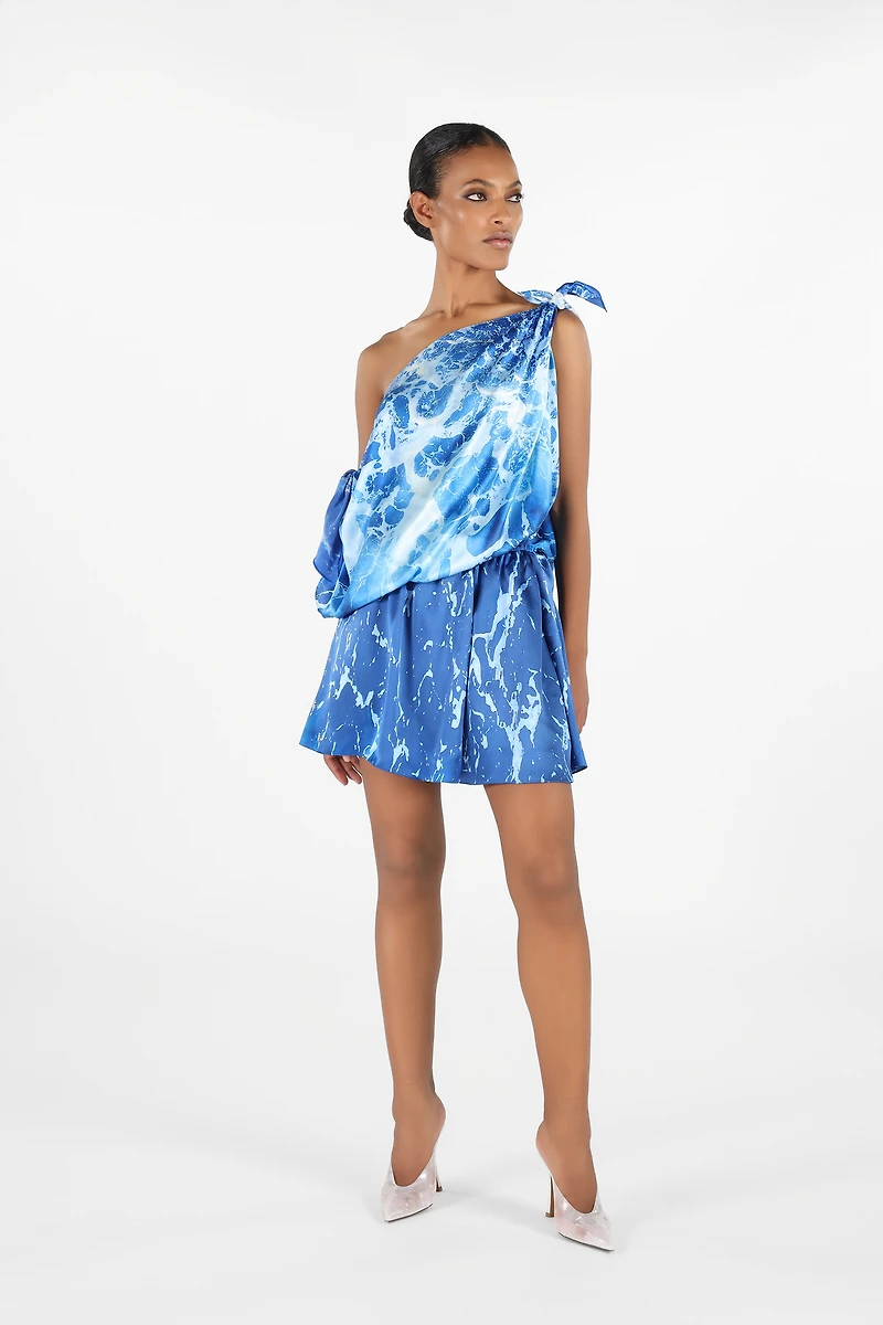 One-Shoulder Stretto di Messina Dress