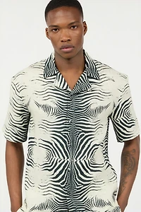 Linen Shirt With Mini Zebra Print