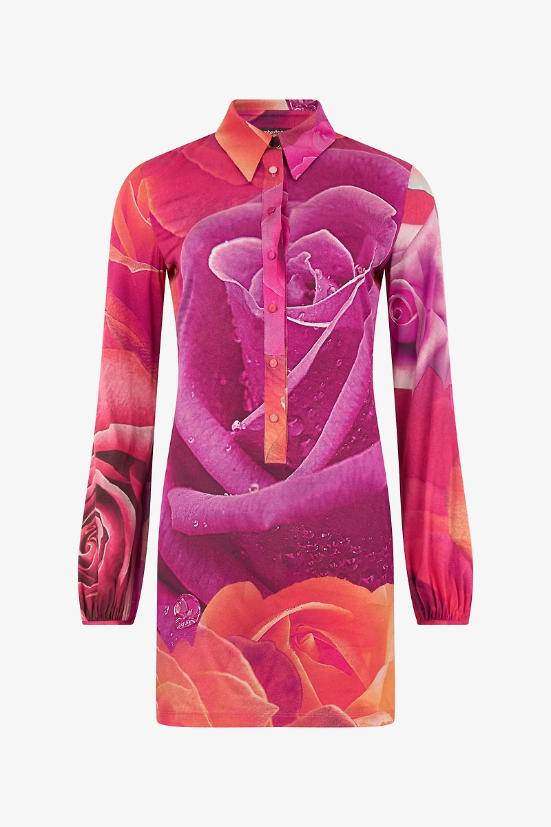 Mini Dress With Garden Rose Print