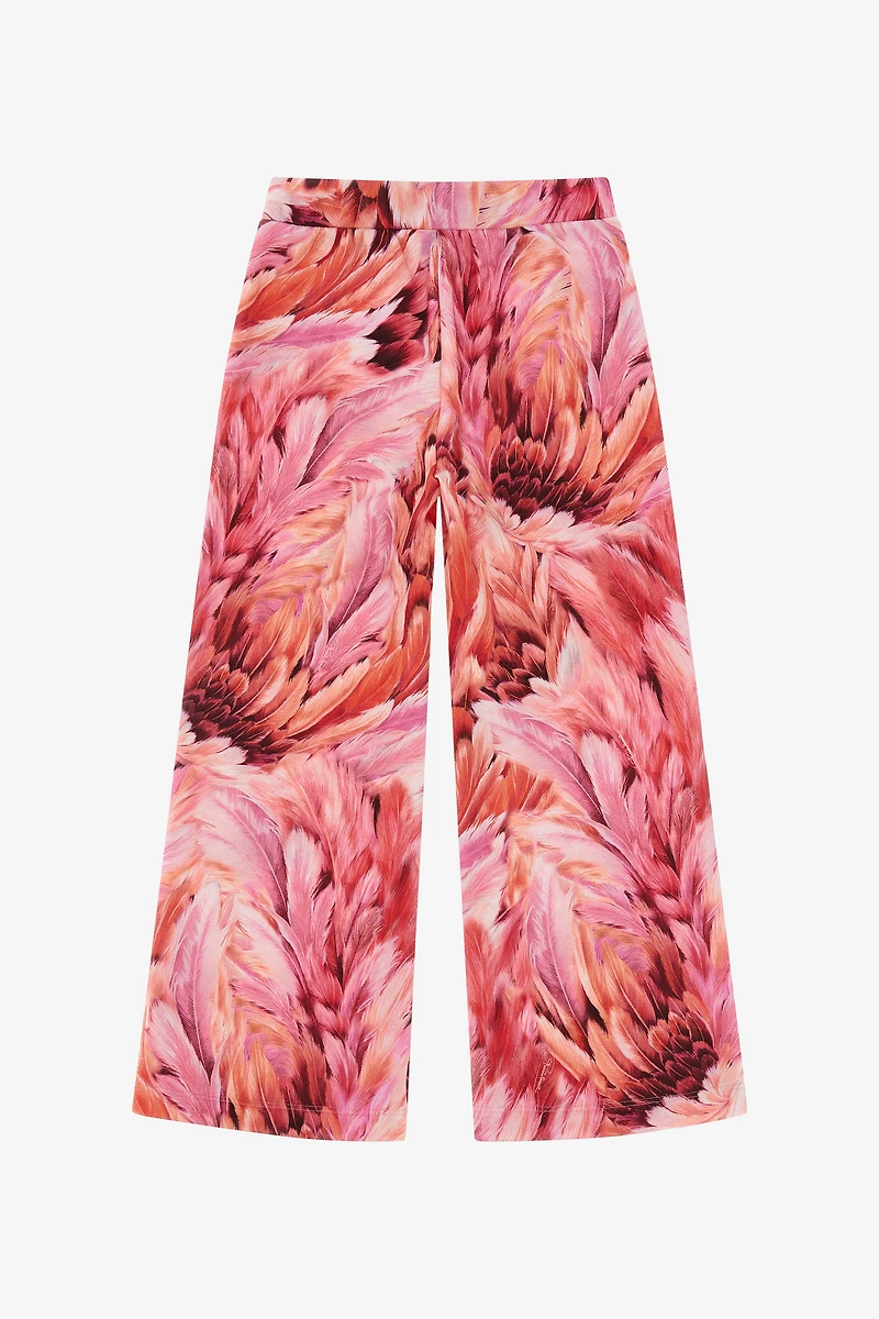 Plumage-print trousers