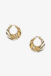 Hoop Earrings With Ray Of Gold Pattern