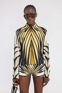 Ray Of Gold Print Silk Shirt