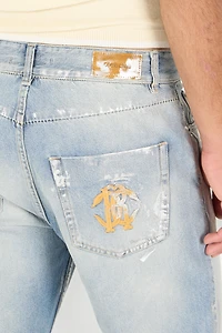 Light Wash Jeans with Monogram RC