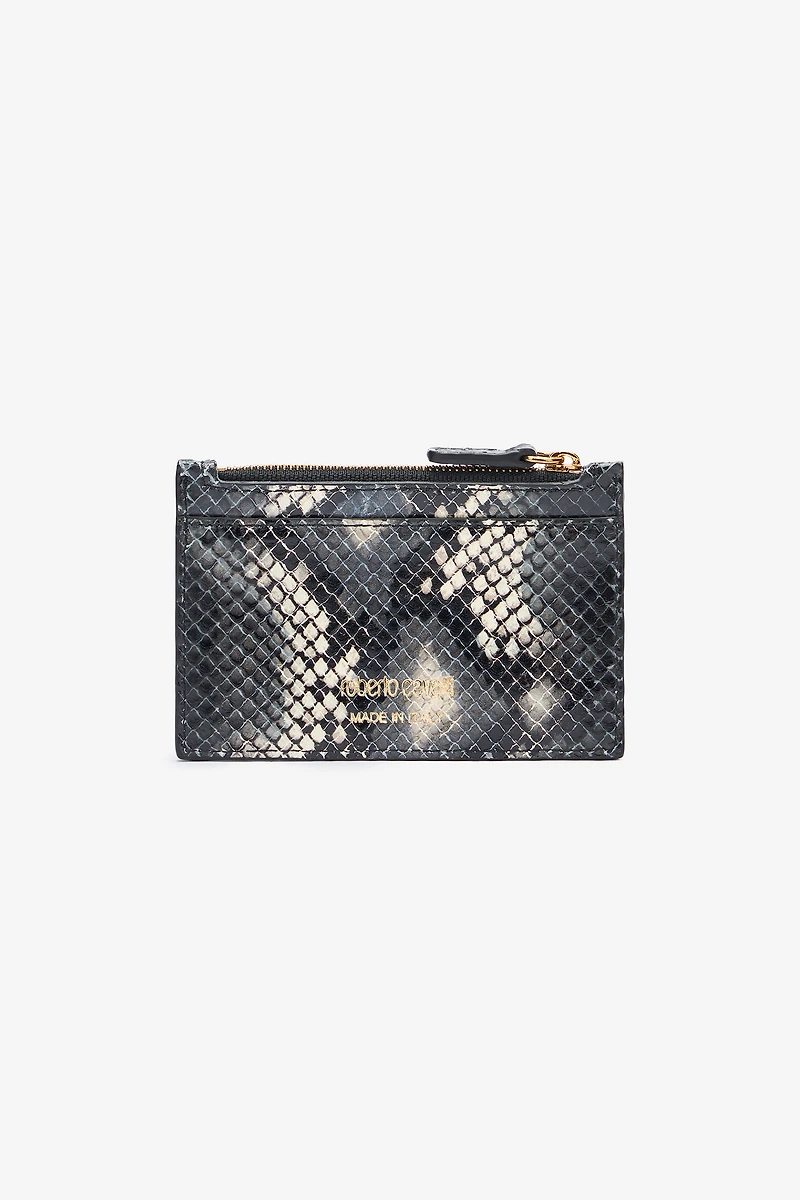 Printed leather cardholder with zip