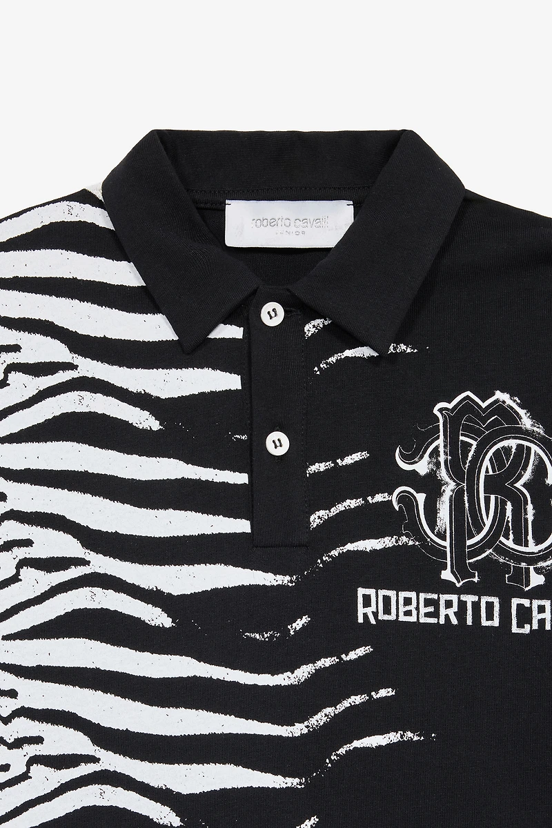 Tiger Skin Polo-Shirt With RC Monogram And Logo