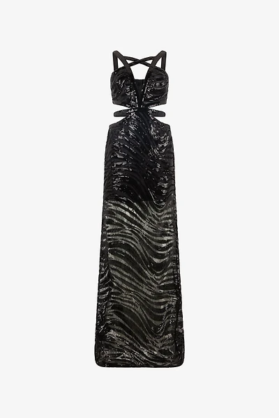 See-Through Dress With Sequined Zebra Pattern