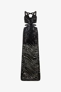See-Through Dress With Sequined Zebra Pattern