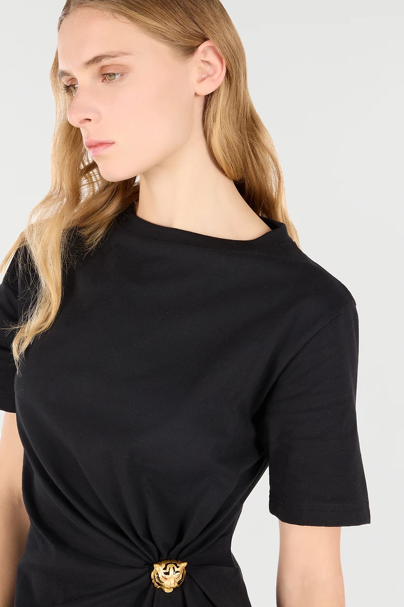 T-Shirt With Jewel Tiger Head