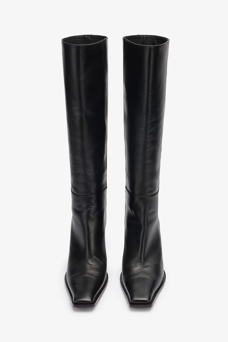 Leather Boots With Mirror Snake Monogram