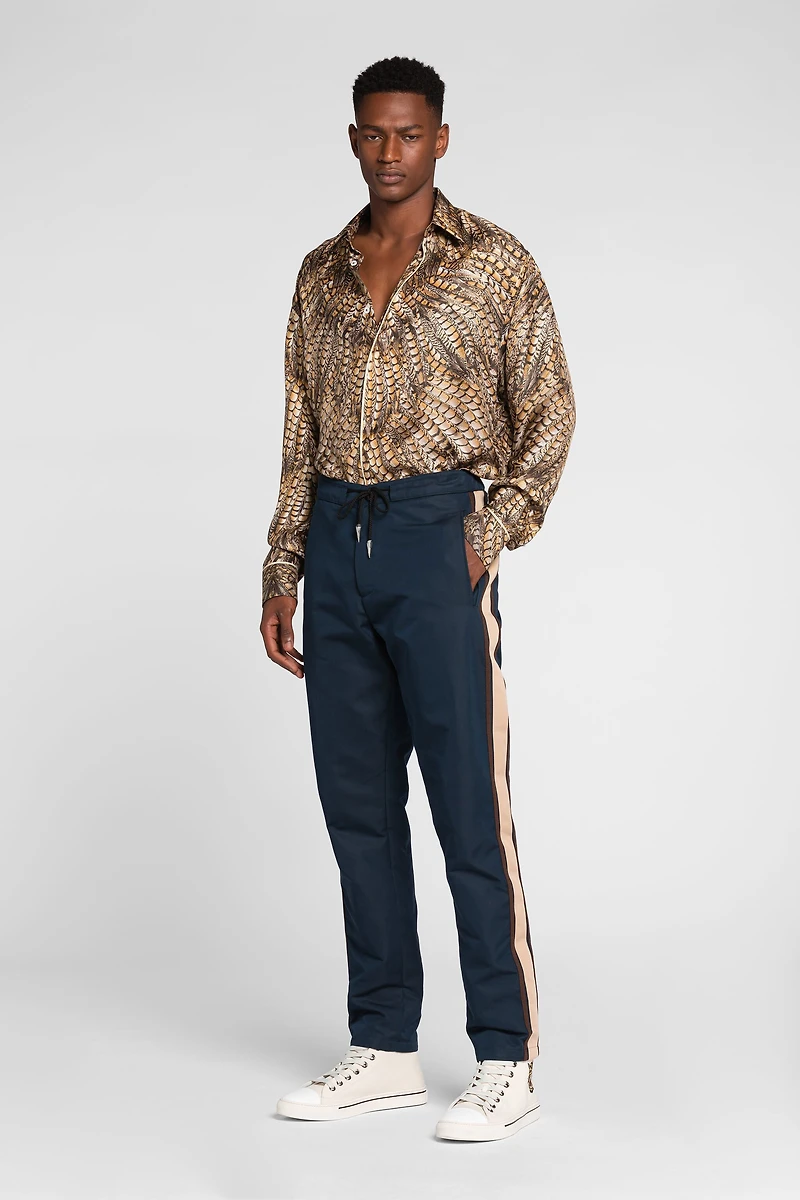 Side-stripe drawstring track pants