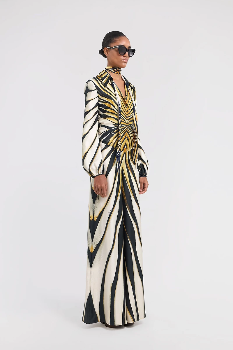 Ray Of Gold Print Silk Jumpsuit