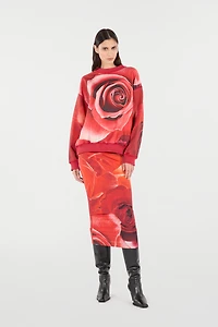 Sweatshirt With Maxi-Rose Print