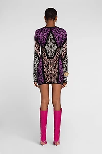 Animal print panelled minidress