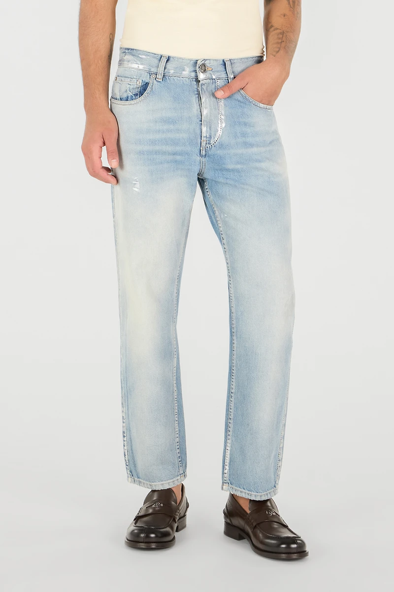 Light Wash Jeans with Monogram RC