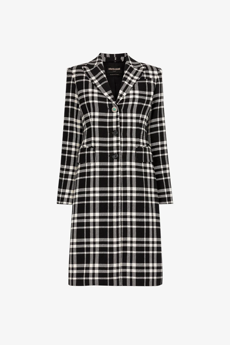 Plaid Single-Breasted Coat