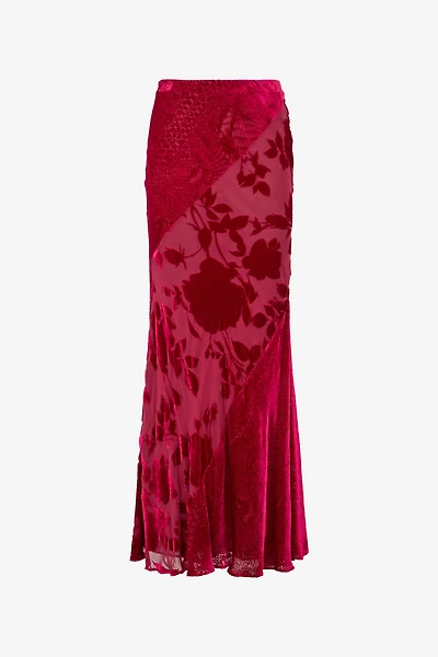 Long Skirt With Rose And Python Pattern