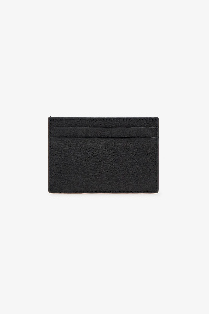 Black Leather Card Case With Monogram RC