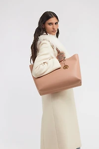 Pink Leather Shopping Bag With RC Monogram