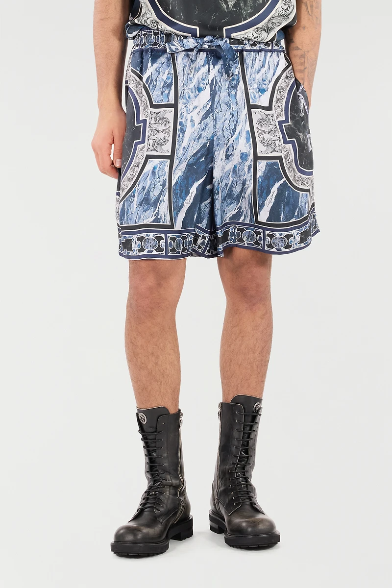 Short With Marble Print And Accents