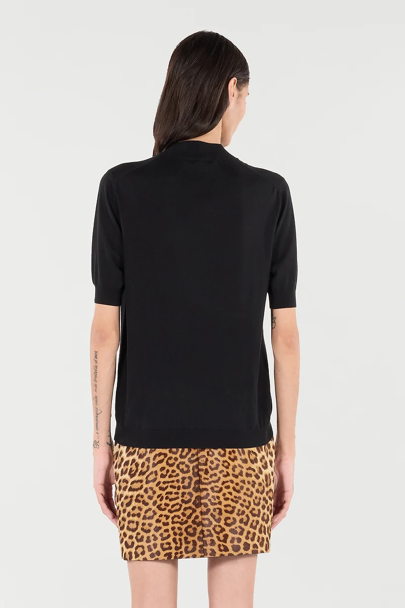 Black Mock Neck Sweater With Monogram RC