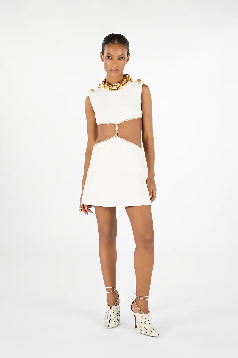 Wall Print Cut-Out Mini Dress