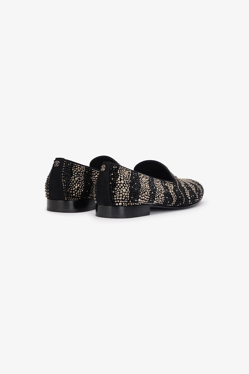 Animal-Print Loafers With Rhinestones