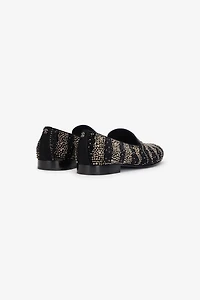 Animal-Print Loafers With Rhinestones