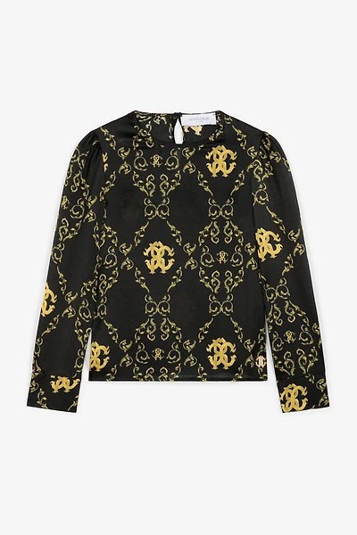 Filigree-Print Silk Top