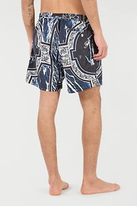 Swim Shorts With Fang And Marble Print
